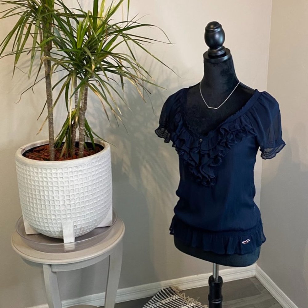 Sheer Navy Blue Blouse